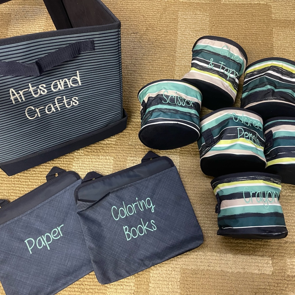 Thirty-One Striped Storage Bins and Organizers Set